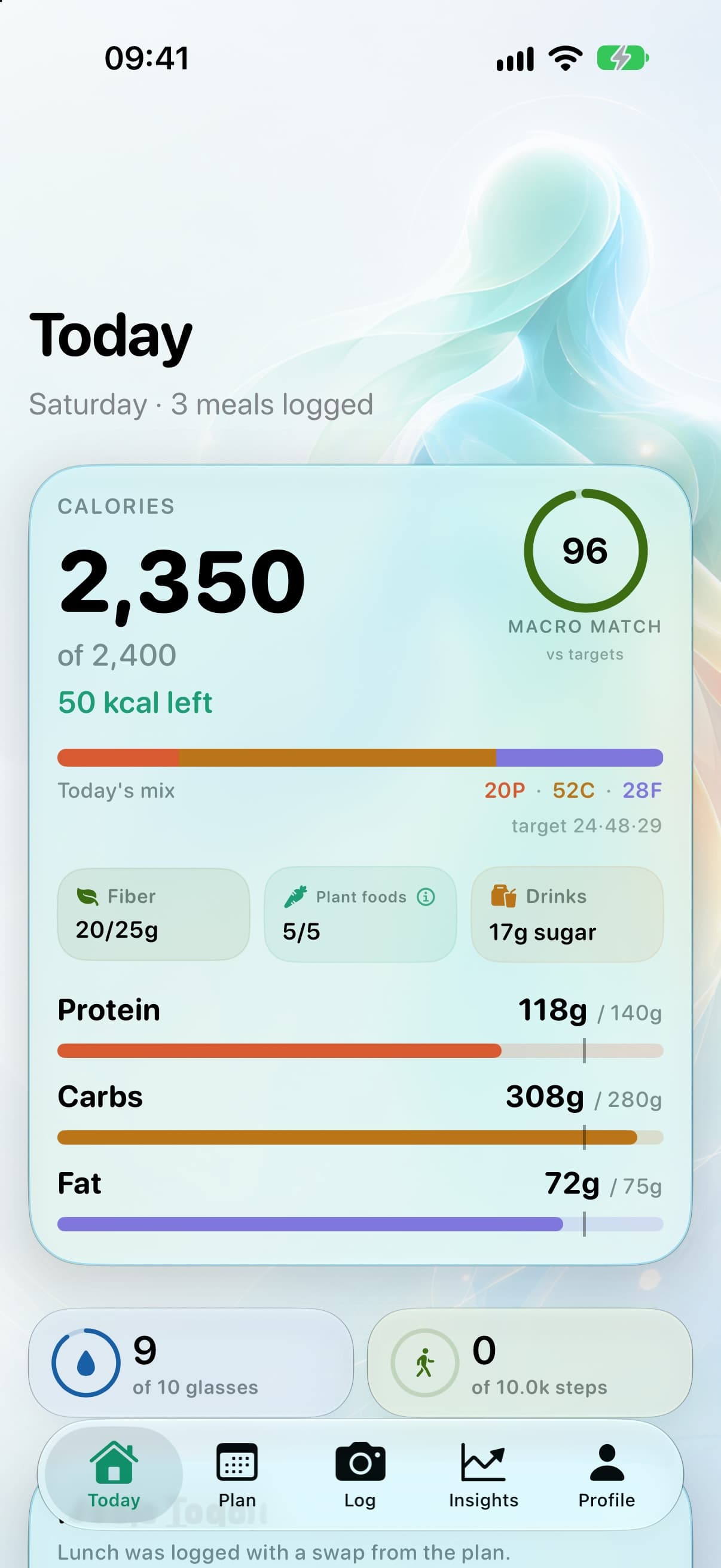 Vesta food diary: calories, protein, carbs, fat, water and steps