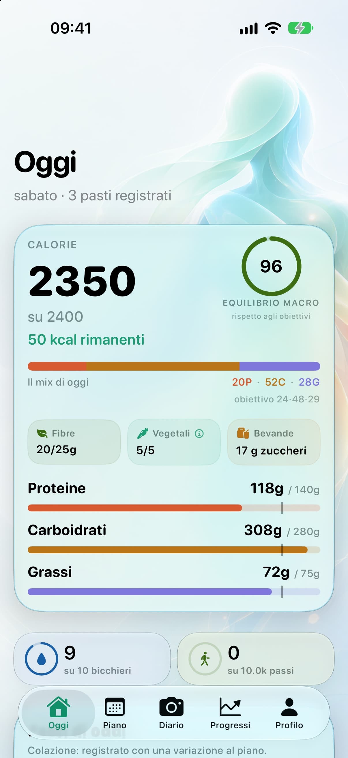 App Vesta: diario calorie, proteine, carboidrati, grassi, acqua e passi